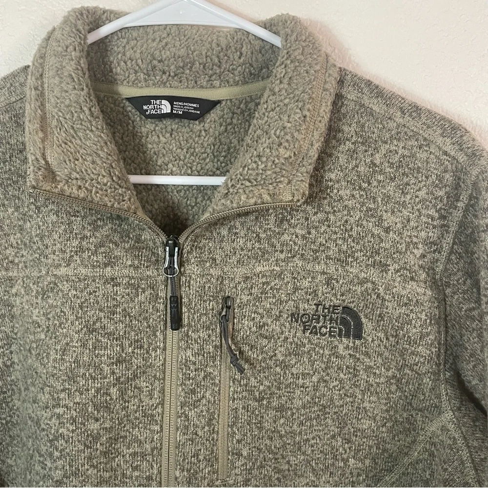 The North Face Gordon Lyons 1/4 Zip Pullover Sherpa Lined Gray Oatmeal Size‎ M